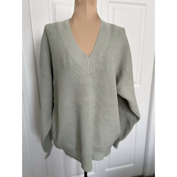 RD Style Josslyn V-Neck Loose Knit Sweater Sage Green Pullover Size XL - Picture 1 of 5